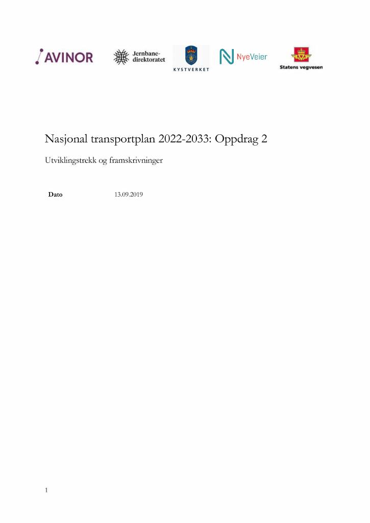 Forsiden av dokumentet Nasjonal transportplan 2022–2033: Oppdrag 2