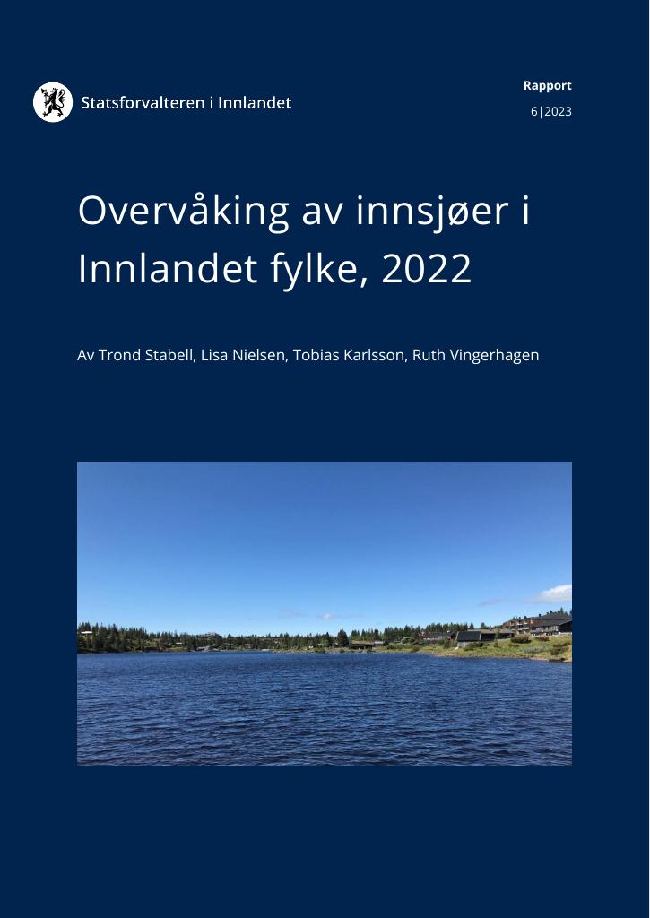 Forsiden av dokumentet Overvåking av innsjøer i Innlandet fylke 2022