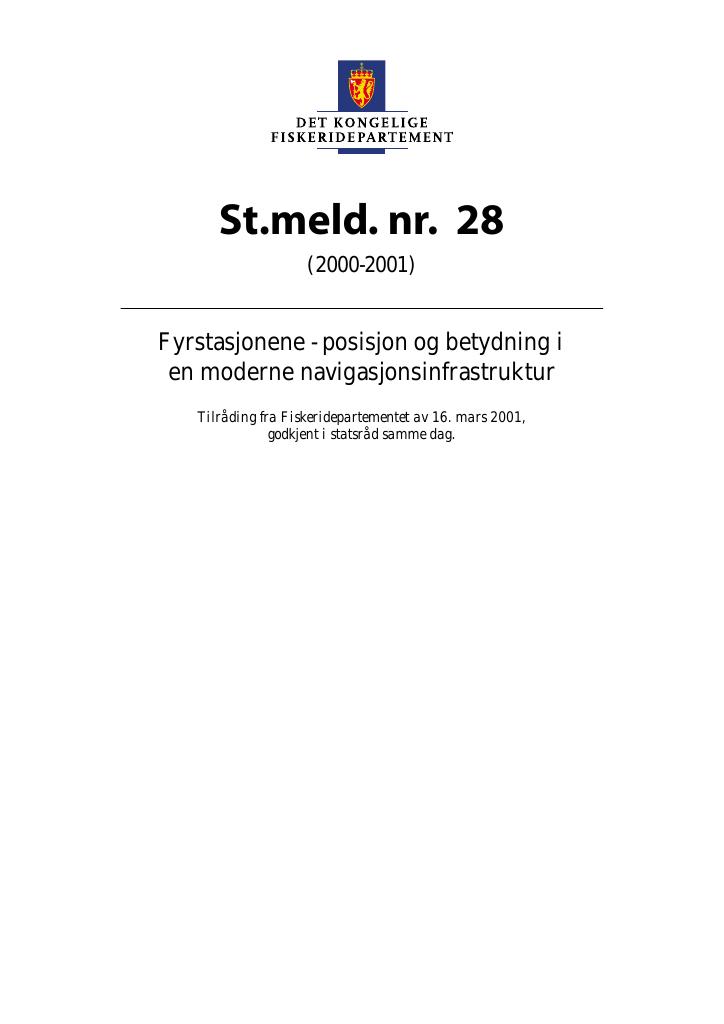 Forsiden av dokumentet St.meld. nr. 28 (2000-2001)
