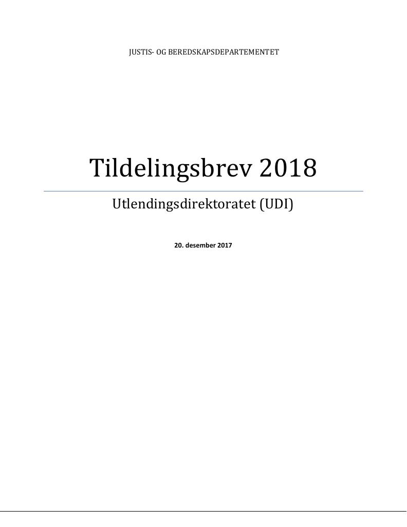 Forsiden av dokumentet Tildelingsbrev (PDF)