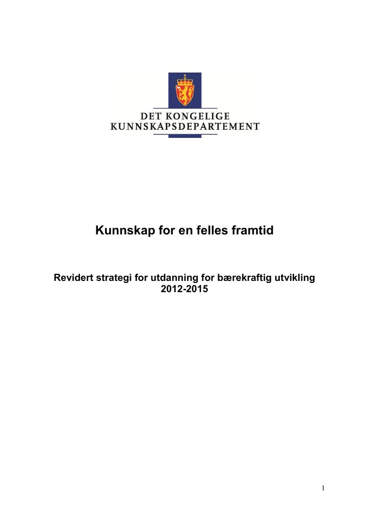 Forsiden av dokumentet Kunnskap for en felles framtid