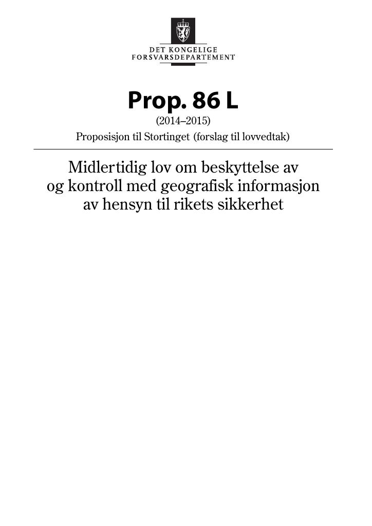 Forsiden av dokumentet Prop. 86 L (2014-2015)