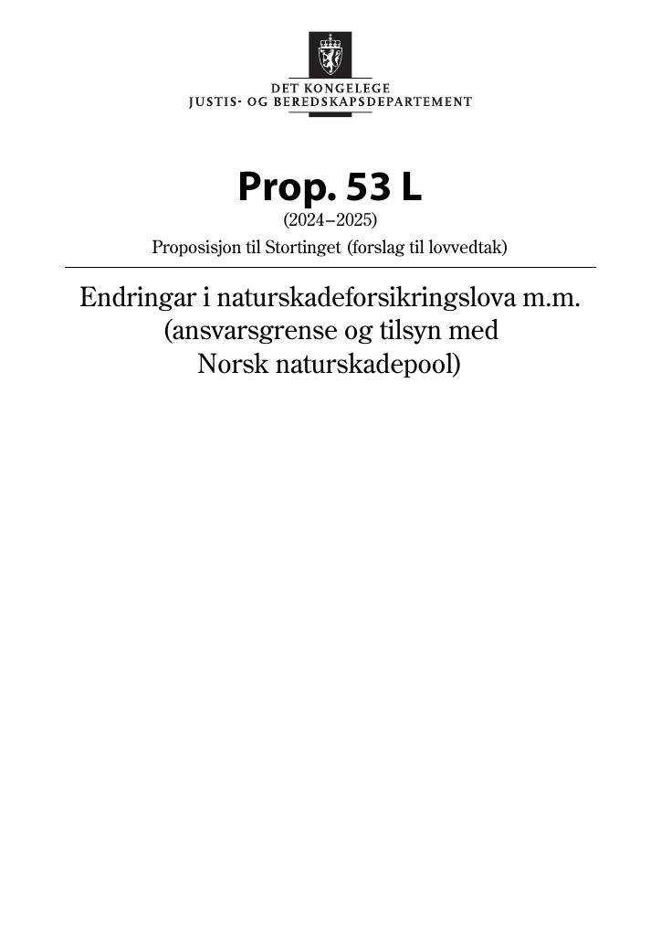 Forsiden av dokumentet Prop. 53 L (2024–2025)