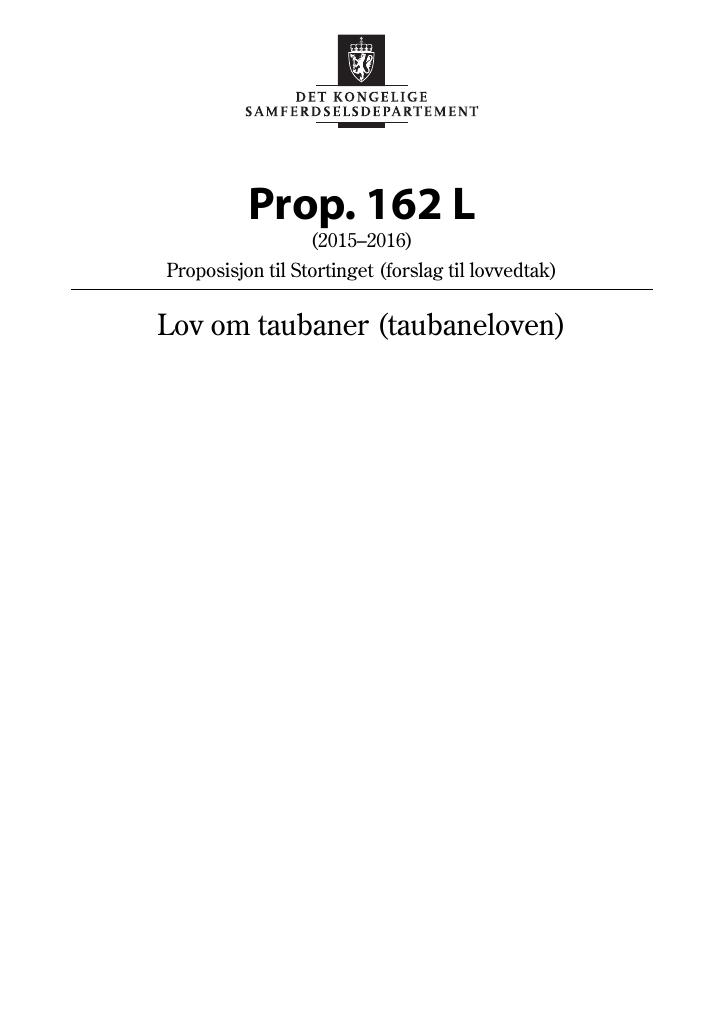 Forsiden av dokumentet Prop. 162 L (2015–2016)