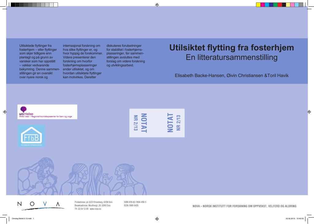 Forsiden av dokumentet Utilsiktet flytting fra fosterhjem. En litteratursammenstilling.