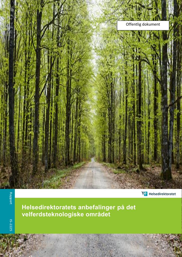 Forsiden av dokumentet Helsedirektoratets anbefalinger på det velferdsteknologiske området