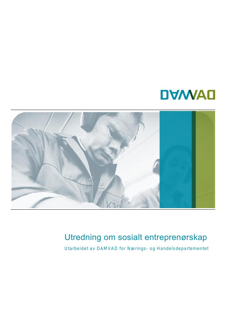 Forsiden av dokumentet Utredning om sosialt entreprenørskap