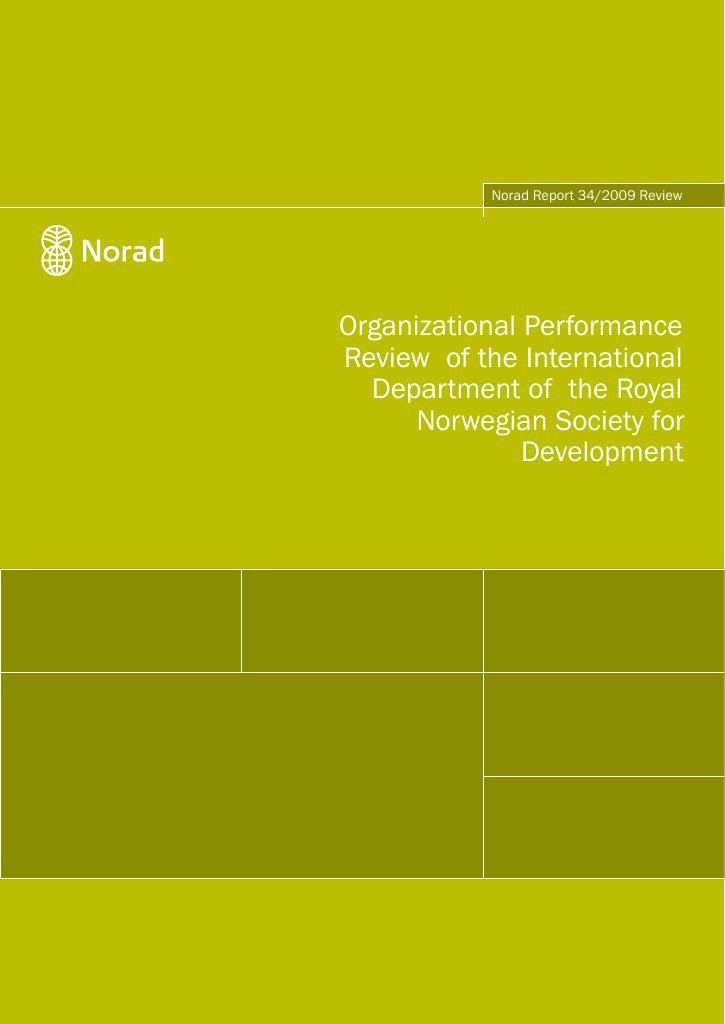 Forsiden av dokumentet Organizational Performance Review of the International Department of the Royal Norwegian Society for Development