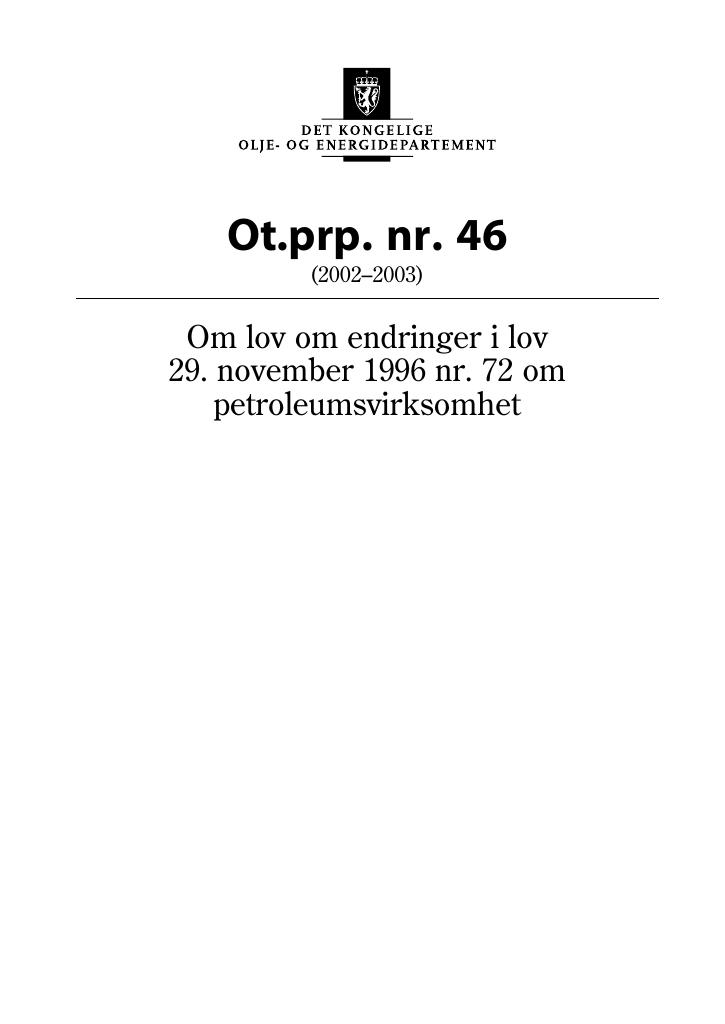 Forsiden av dokumentet Ot.prp. nr. 46 (2002-2003)