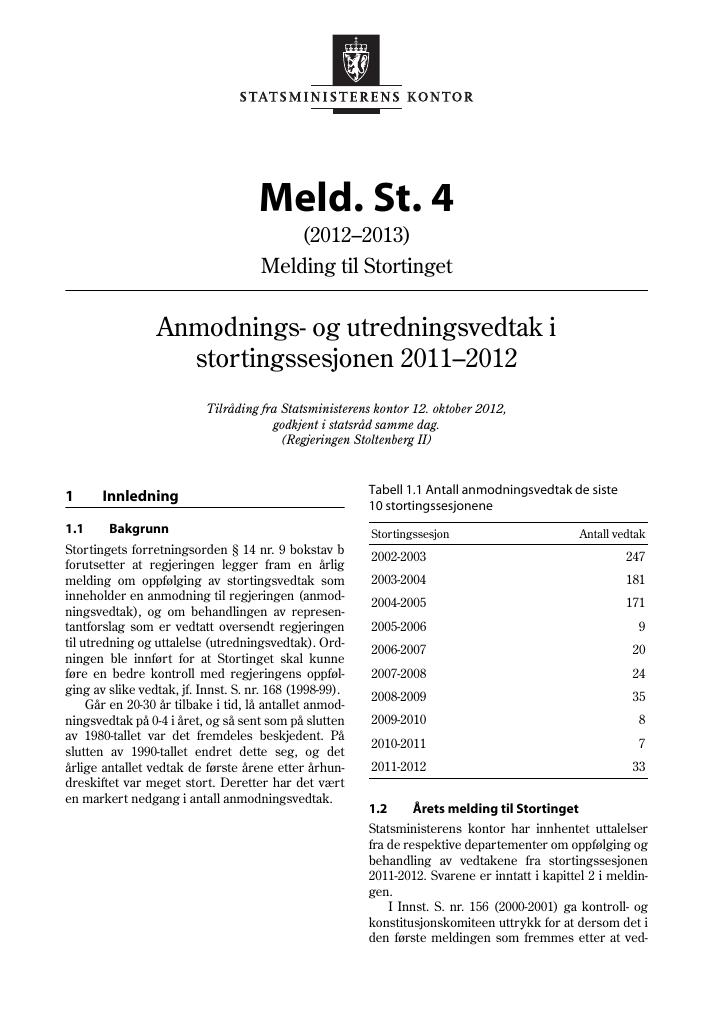 Forsiden av dokumentet Meld. St. 4 (2012–2013)