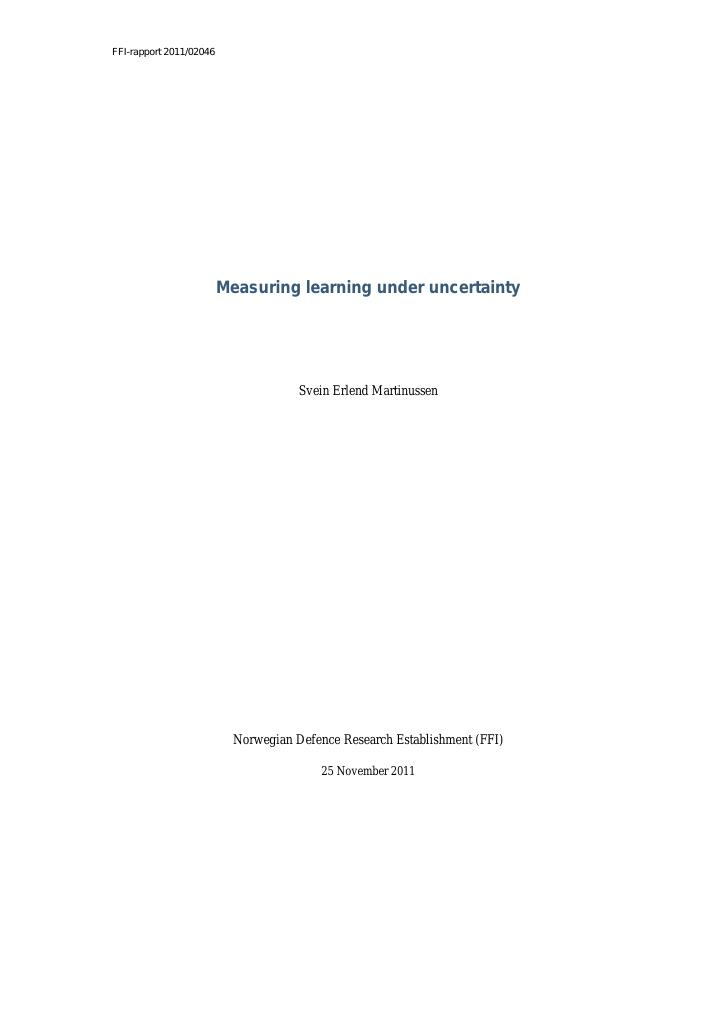 Forsiden av dokumentet Measuring learning under uncertainty