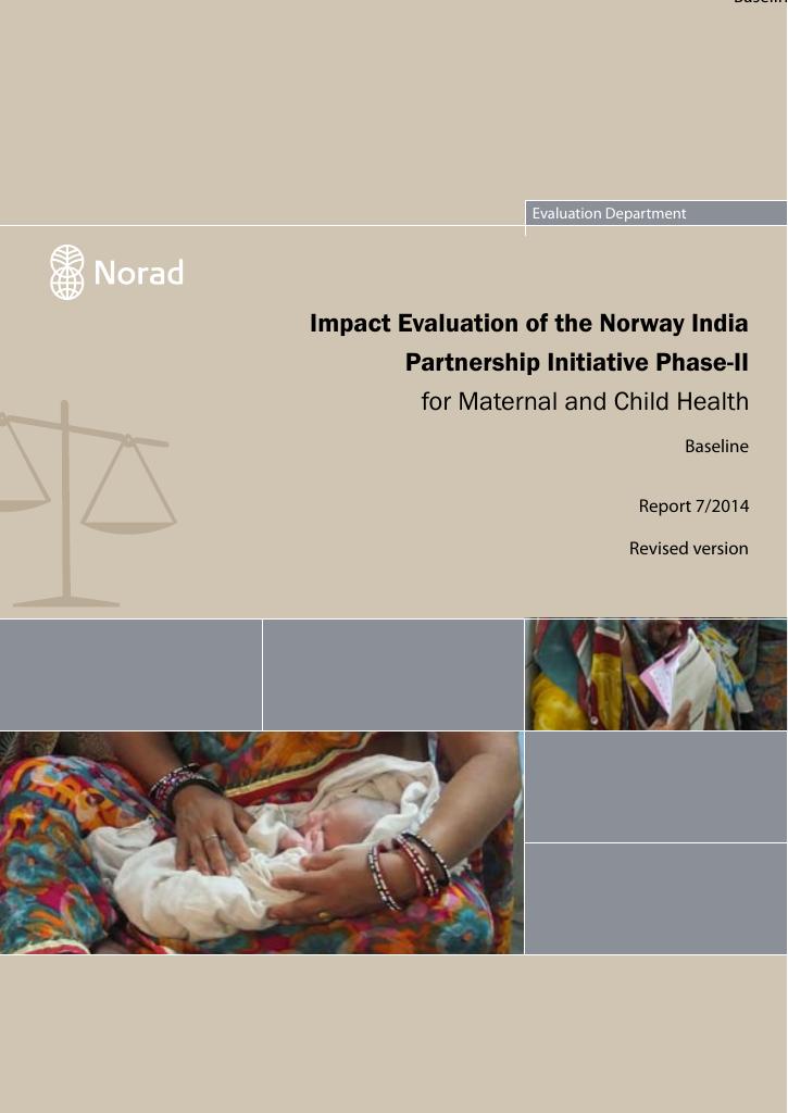 Forsiden av dokumentet Impact Evaluation of the Norway India Partnership Initiative Phase II for Maternal and Child Health - Baseline