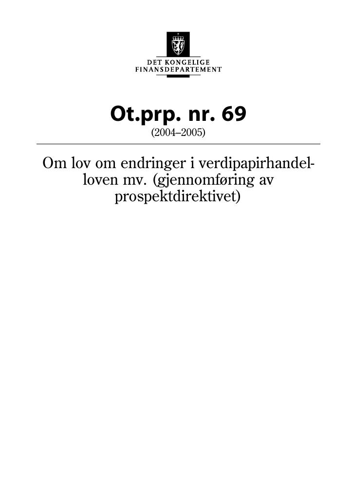 Forsiden av dokumentet Ot.prp. nr. 69 (2004-2005)