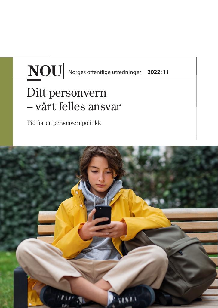 Forsiden av dokumentet NOU 2022: 11 - Ditt personvern – vårt felles ansvar
