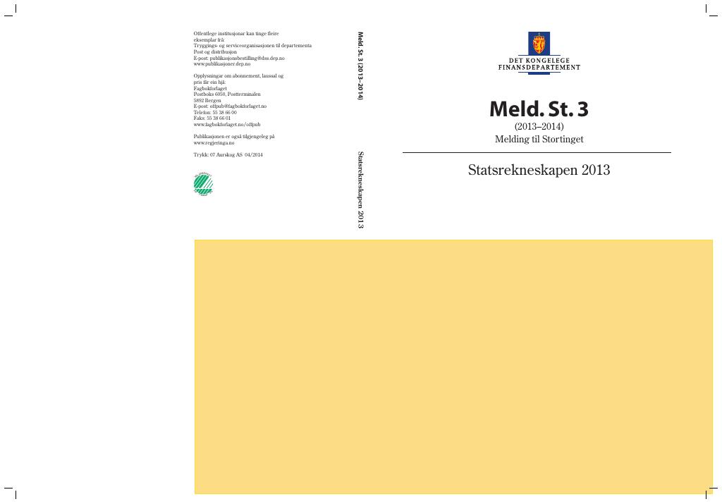 Forsiden av dokumentet Meld. St. 3 (2013–2014)