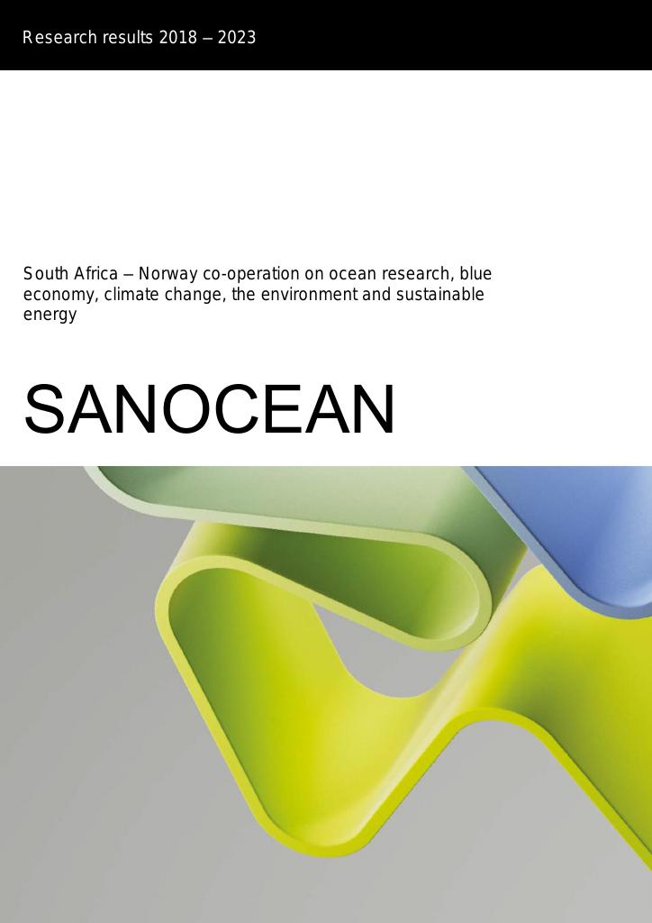 Forsiden av dokumentet SANOCEAN : South Africa - Norway co-operation on ocean research, blue economy, climate change, the environment and sustainable energy