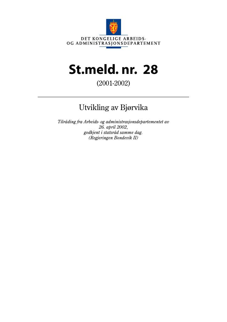 Forsiden av dokumentet St.meld. nr. 28 (2001-2002)