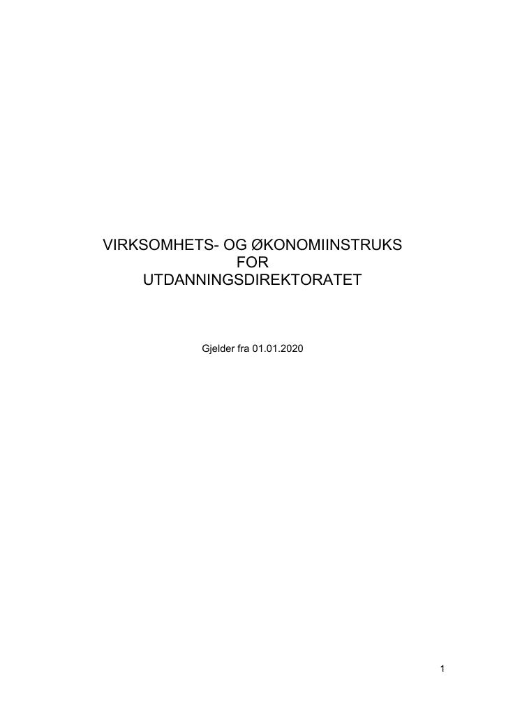 Forsiden av dokumentet Instruks Utdanningsdirektoratet 2020