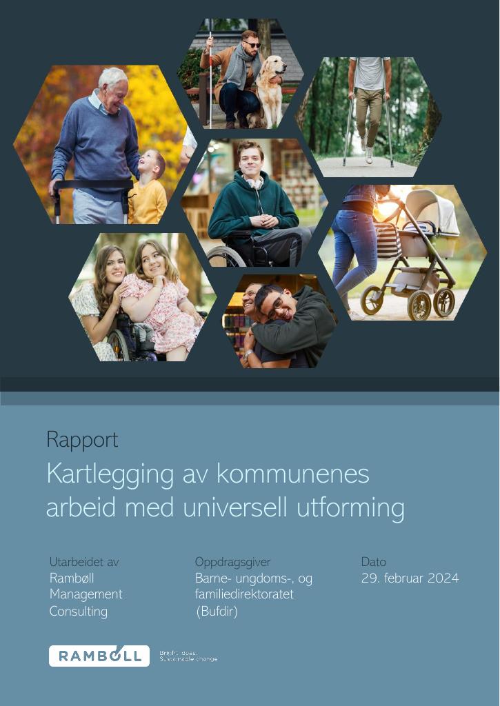 Forsiden av dokumentet Kartlegging av kommunenes arbeid med universell utforming