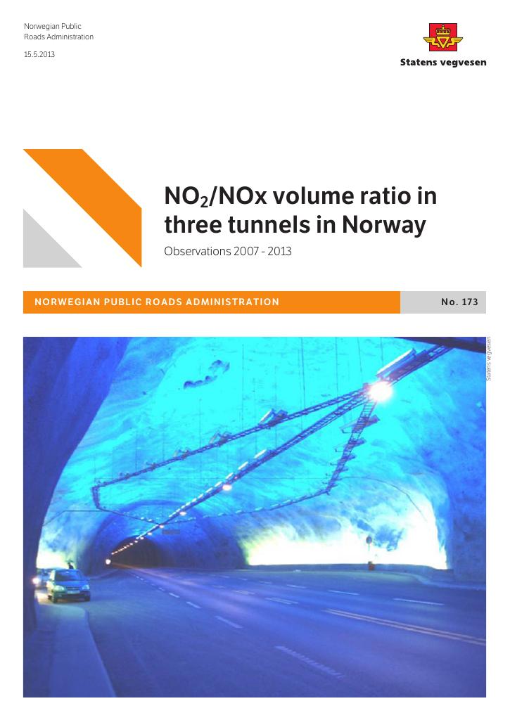 Forsiden av dokumentet No2/NOx volume ratio in three tunnels in Norway