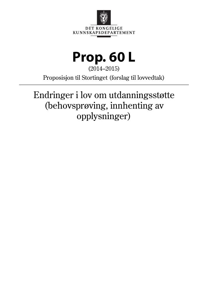Forsiden av dokumentet Prop. 60 L (2014-2015)