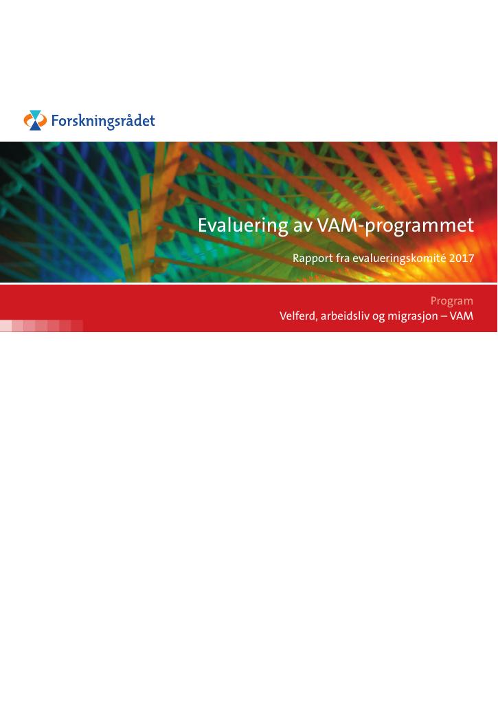 Forsiden av dokumentet Evaluering av VAM-programmet