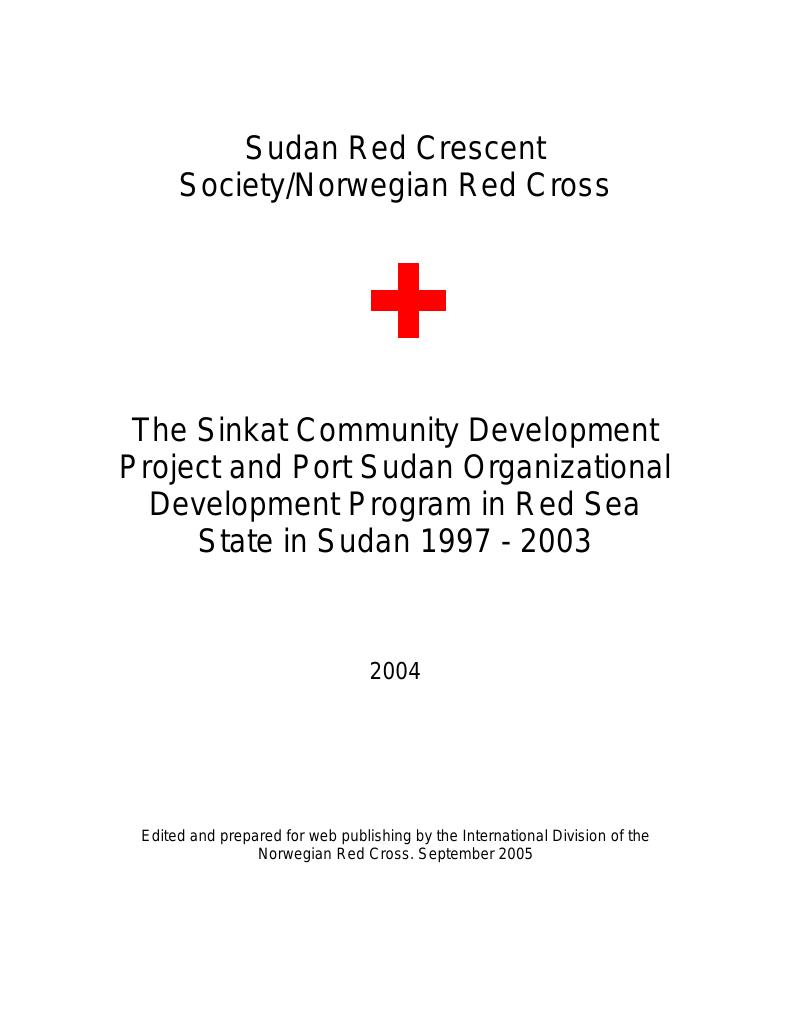 Forsiden av dokumentet Sinkat Community Development Project and Port Sudan Organizational Development Program in Red Sea State in Sudan 1997-2003