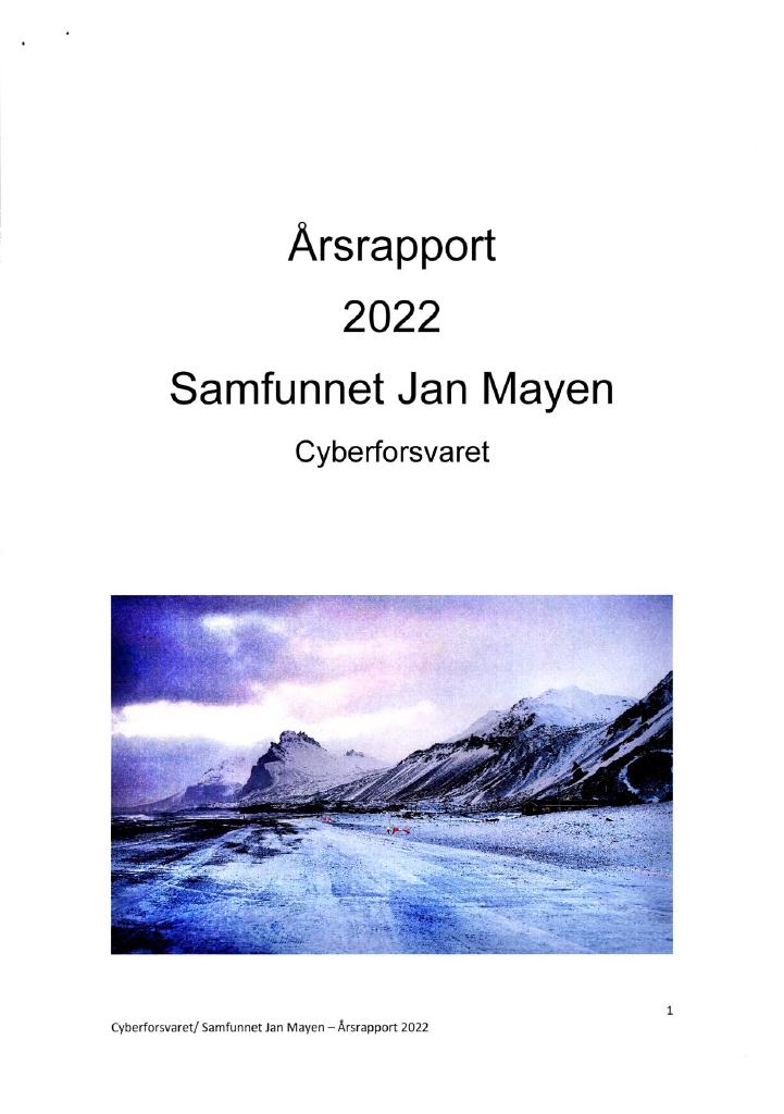 Forsiden av dokumentet Årsrapport Samfunnet Jan Mayen 2022