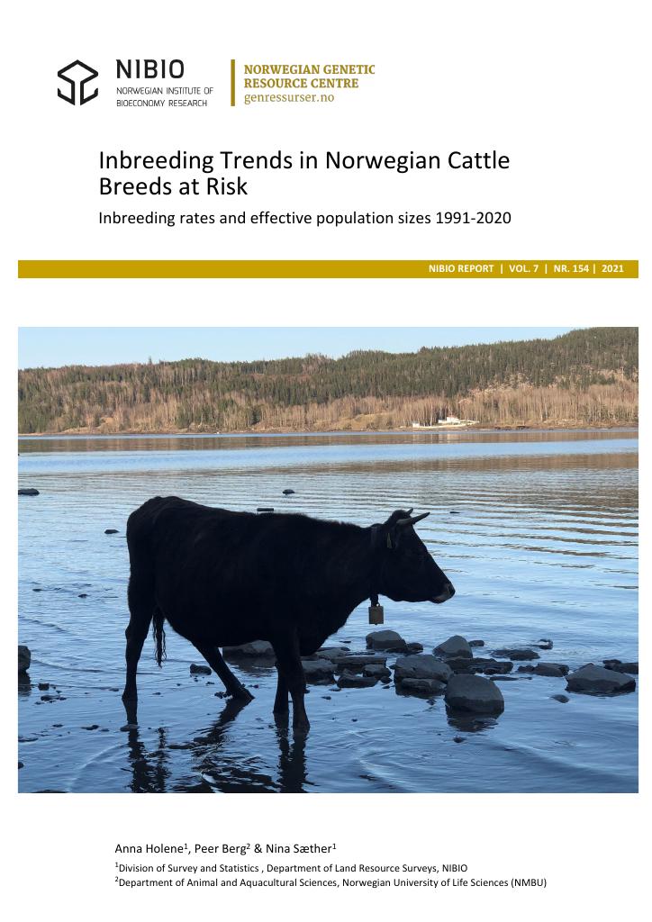 Forsiden av dokumentet Inbreeding trends in Norwegian cattle breeds at risk : inbreeding rates and effective population sizes 1991-2020