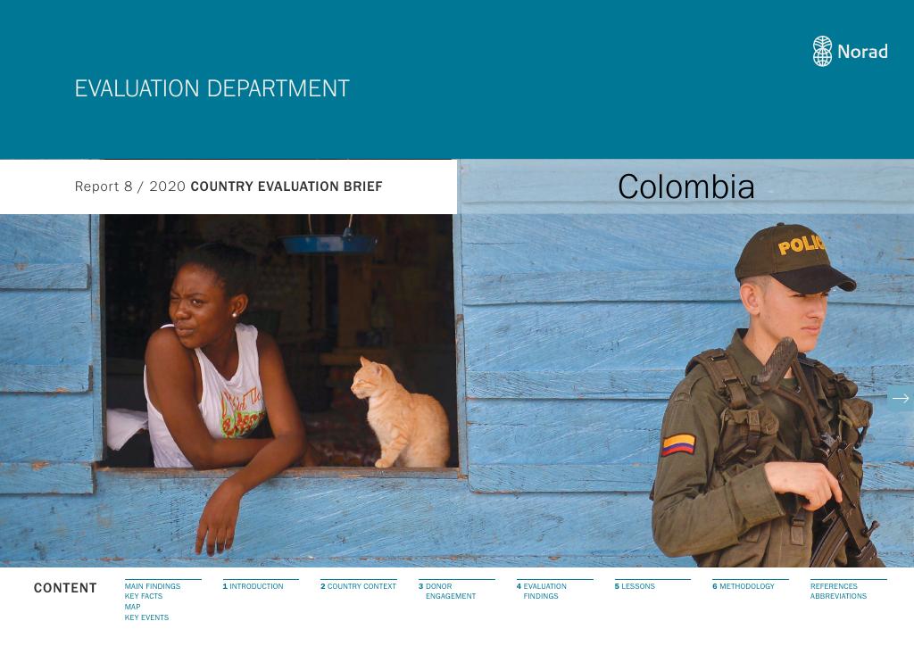 Forsiden av dokumentet Country Evaluation Brief: Colombia