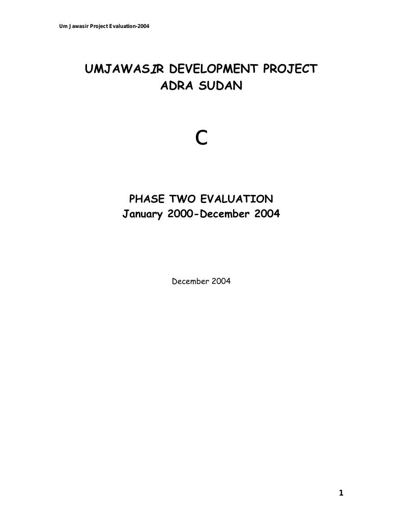 Forsiden av dokumentet Umjawasir Development Project. Phase two evaluation, January 2000 – December 2004