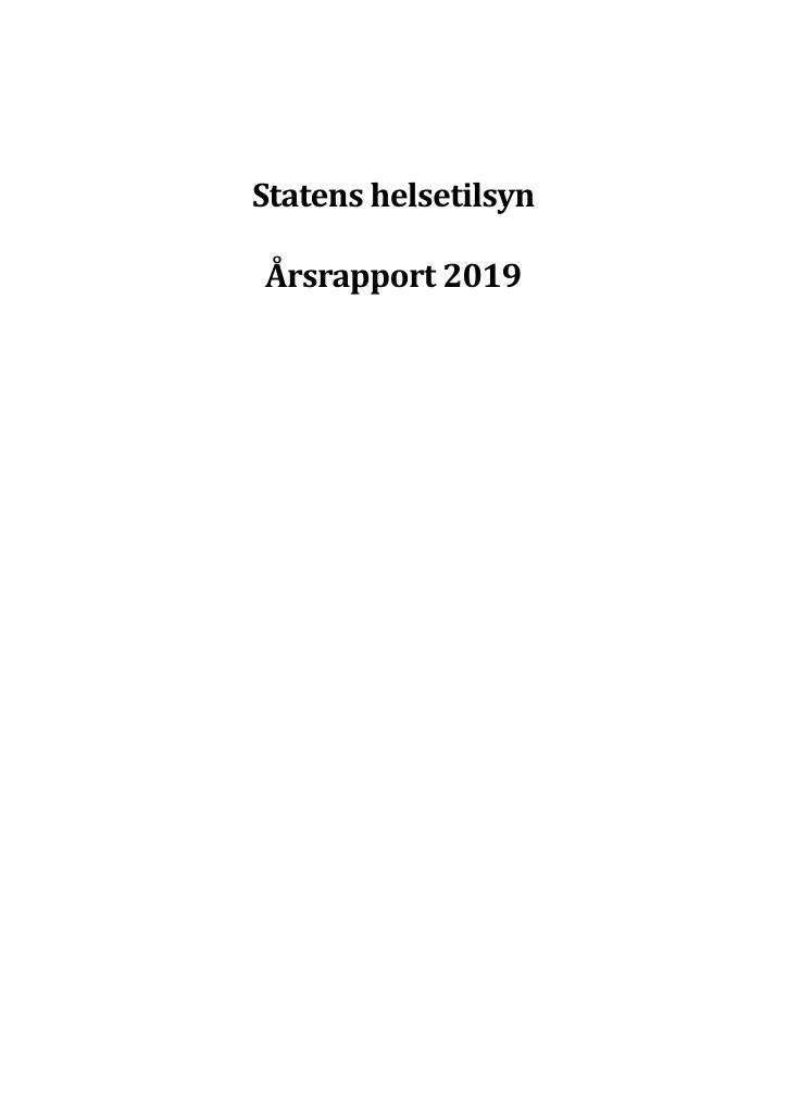 Forsiden av dokumentet Årsrapport Statens helsetilsyn 2019