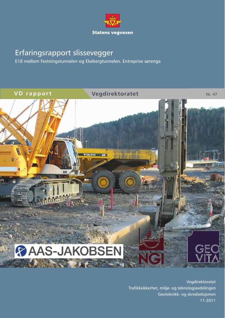 Forsiden av dokumentet Erfaringsrapport slissevegger