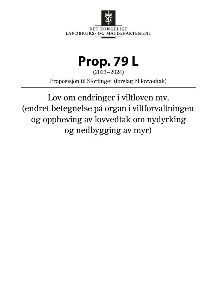 Forsiden av dokumentet Prop. 79 L (2023–2024)