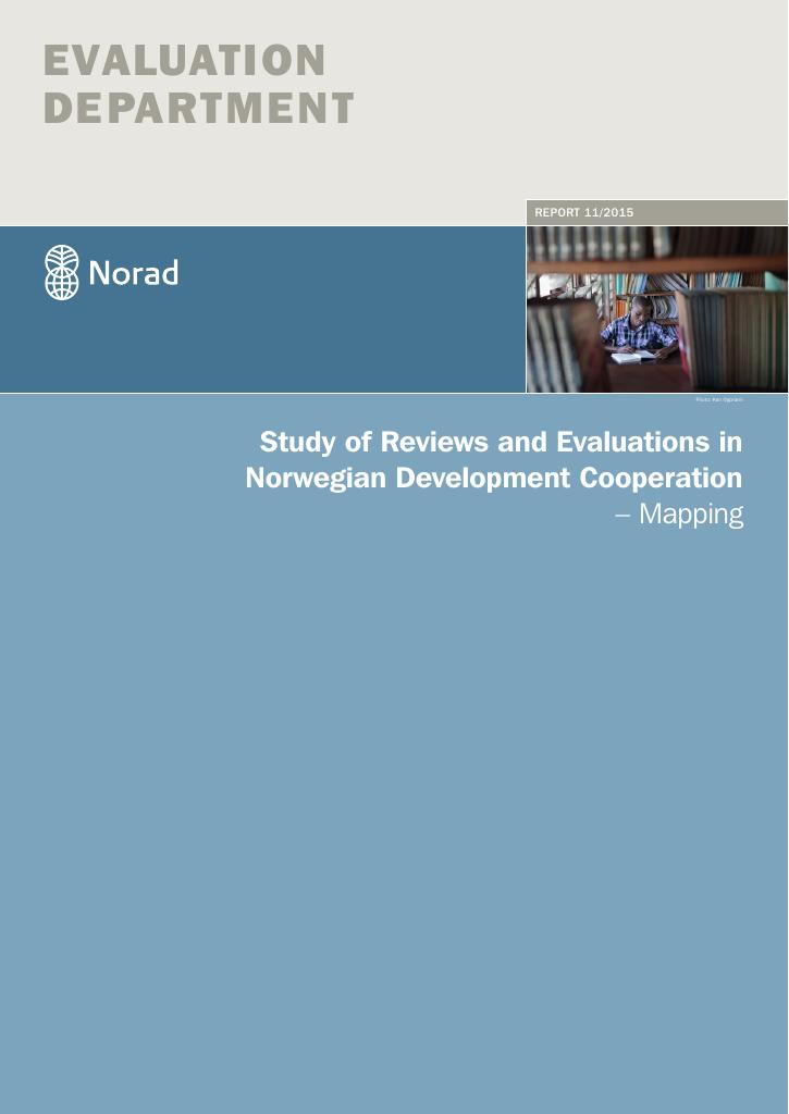 Forsiden av dokumentet Study of Reviews and Evaluations in Norwegian Development Cooperation - mapping