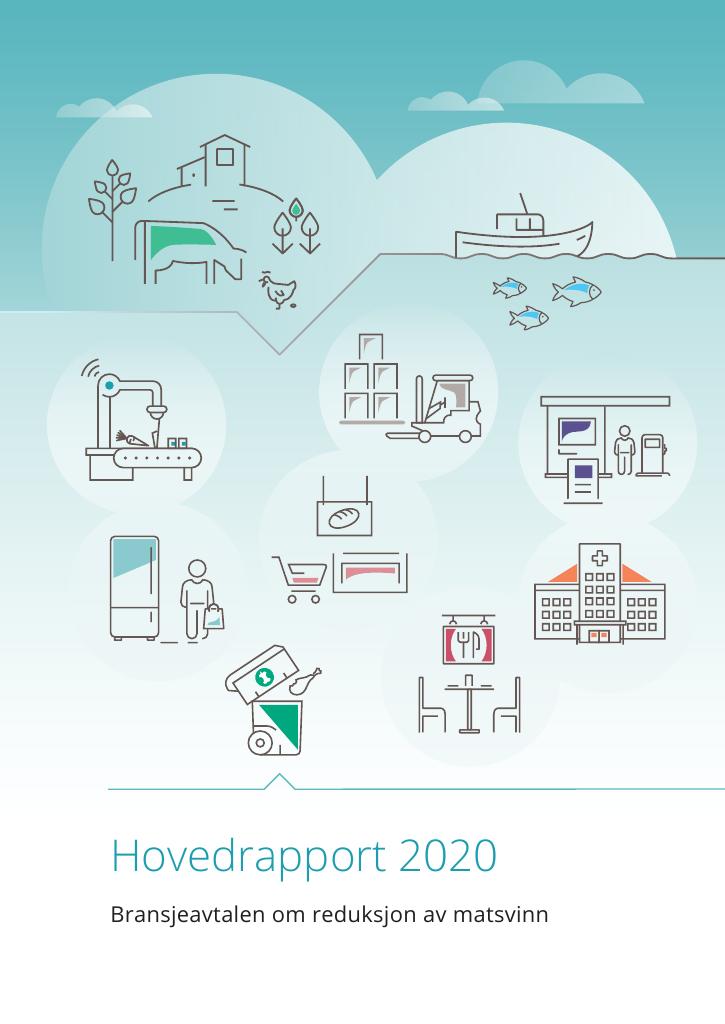 Forsiden av dokumentet Bransjeavtalen om reduksjon av matsvinn: Hovedrapport 2020