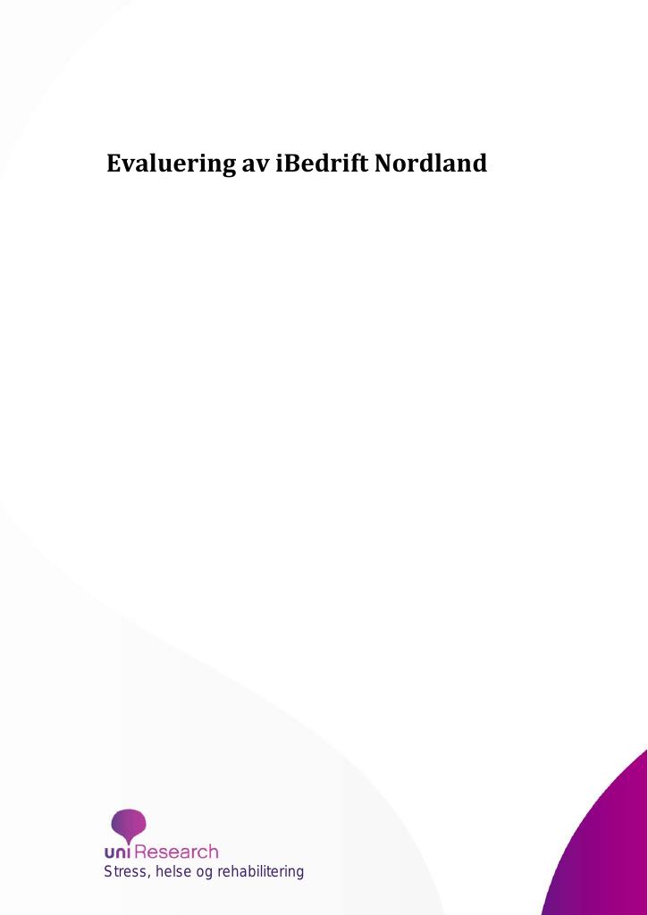 Forsiden av dokumentet Evaluering av iBedrift Nordland