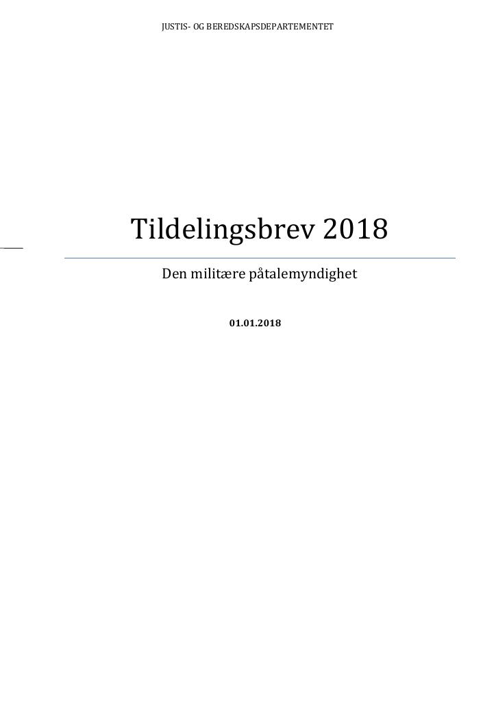 Forsiden av dokumentet Tildelingsbrev (PDF)