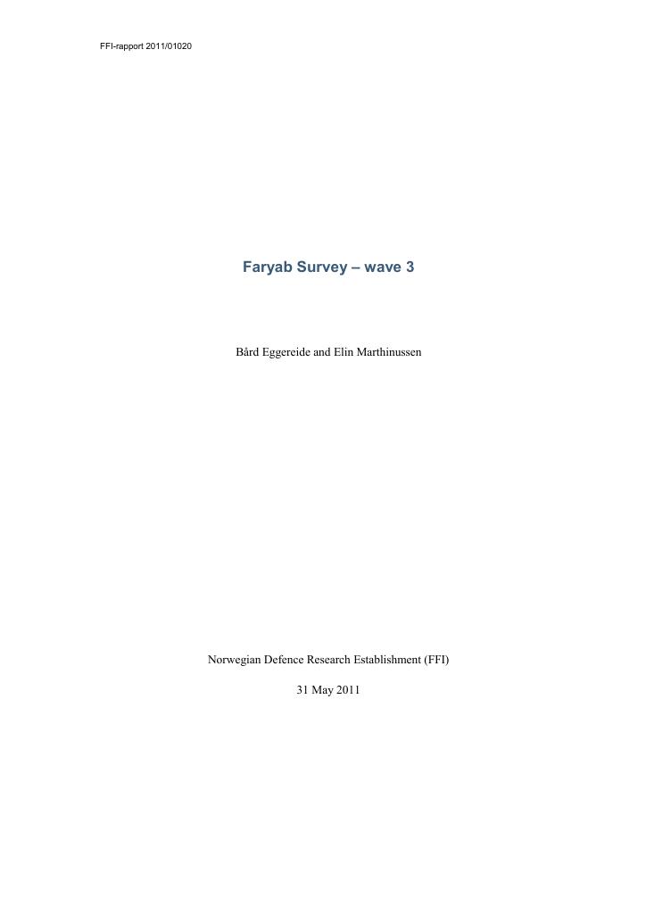 Forsiden av dokumentet Faryab Survey – wave 3