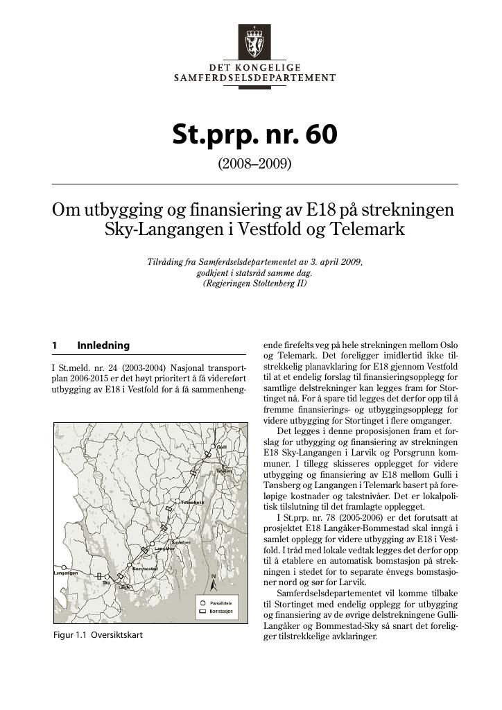 Forsiden av dokumentet St.prp. nr. 60 (2008-2009)