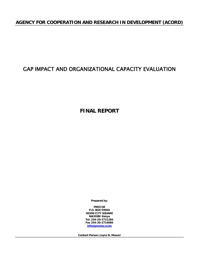 Forsiden av dokumentet Impact and Organizational Performance of Community Based School Capacity Building Project