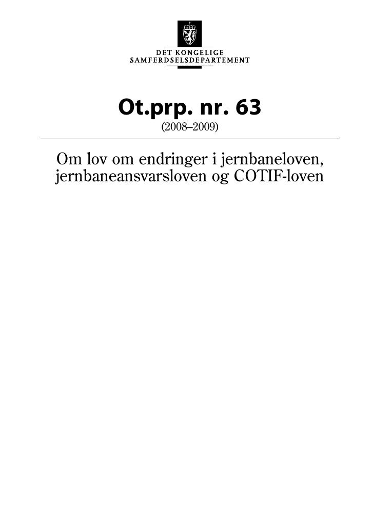 Forsiden av dokumentet Ot.prp. nr. 63 (2008-2009)