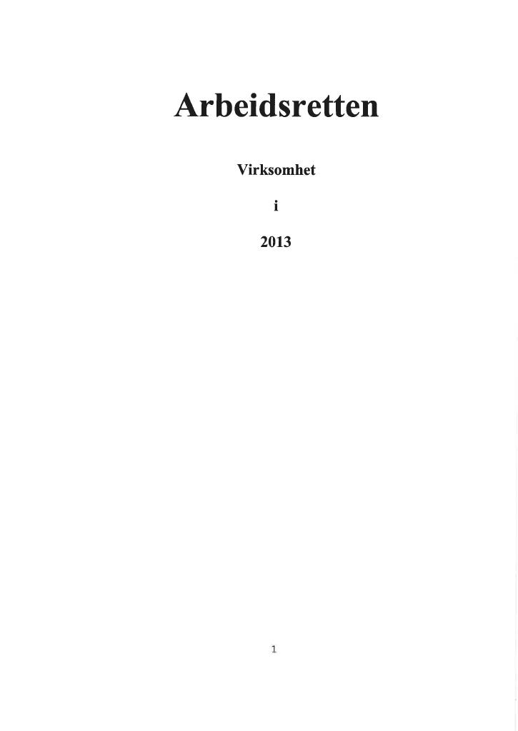 Forsiden av dokumentet Årsrapport Arbeidsretten 2013