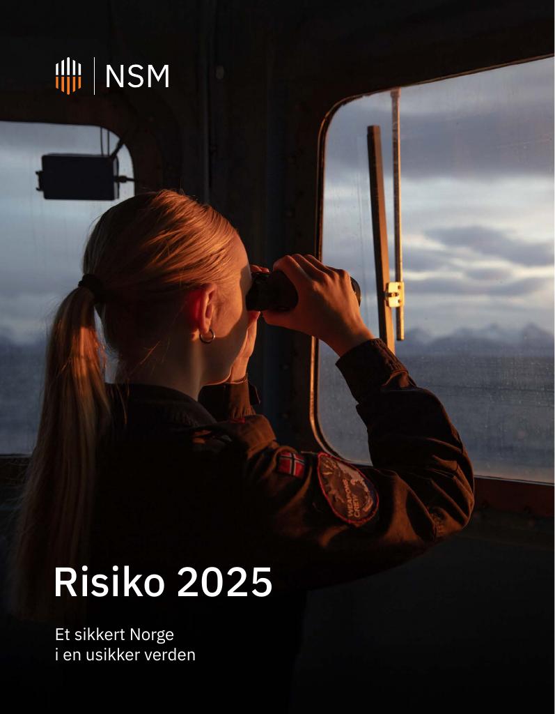 Forsiden av dokumentet Risiko 2025 - Et sikkert Norge i en usikker verden