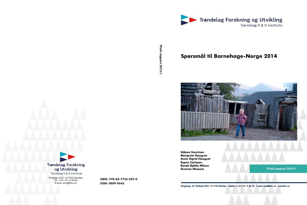 Forsiden av dokumentet Spørsmål til Barnehage-Norge 2014