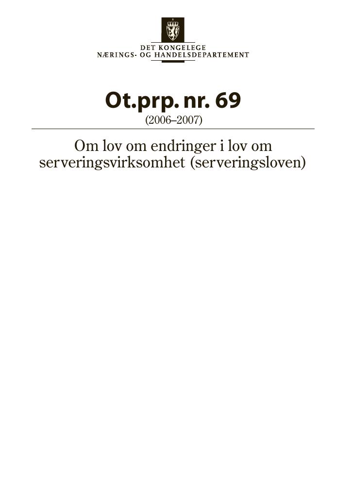 Forsiden av dokumentet Ot.prp. nr. 69 (2006-2007)