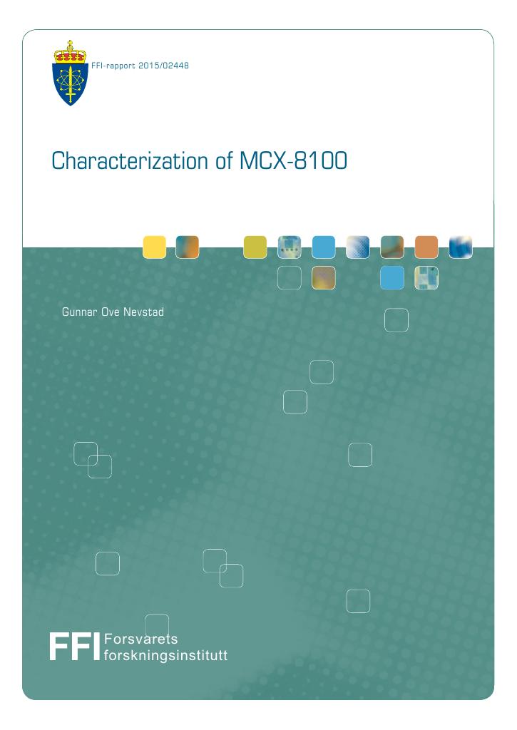 Forsiden av dokumentet Characterization of MCX-8100