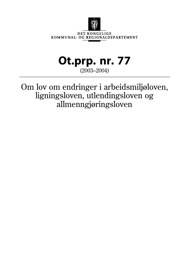 Forsiden av dokumentet Ot.prp. nr. 77 (2003-2004)