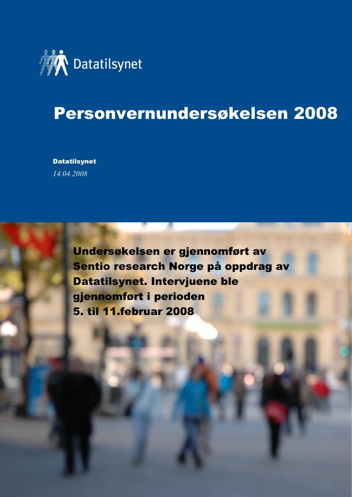 Forsiden av dokumentet Personvernundersøkelsen 2008
