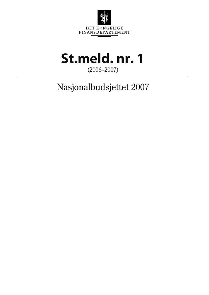 Forsiden av dokumentet St.meld. nr. 1 (2006-2007)